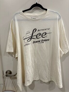 Authentic Lee Cream Short-Sleeve Logo Tee with Black Print